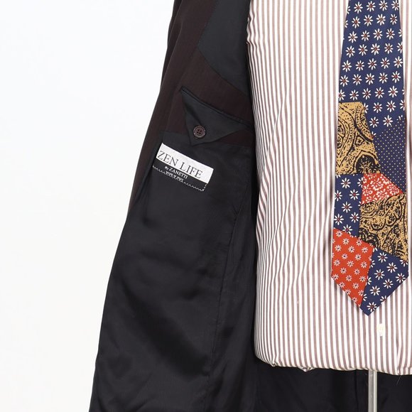 Zandello 42R Brown Striped 2-Button Sport Coat Blazer Jacket B052 - Picture 9 of 11